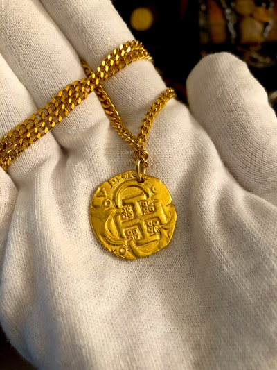 Authentic Spain 4 Escudos Shipwreck Jewelry Treasure Coin Necklace 2