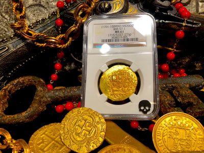 Mexico 8 Escudos 1701-13 "1715 Plate Fleet Shipwreck" NGC 61 4