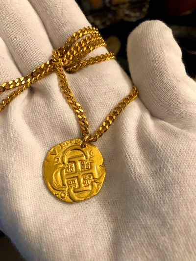Authentic Spain 4 Escudos Shipwreck Jewelry Treasure Coin Necklace 3