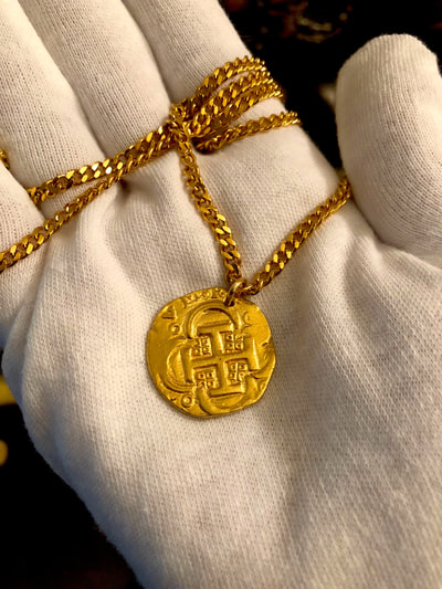 Authentic Spain 4 Escudos Shipwreck Jewelry Treasure Coin Necklace 4