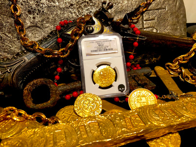 Mexico 8 Escudos 1701-13 "1715 Plate Fleet Shipwreck" NGC 61 7