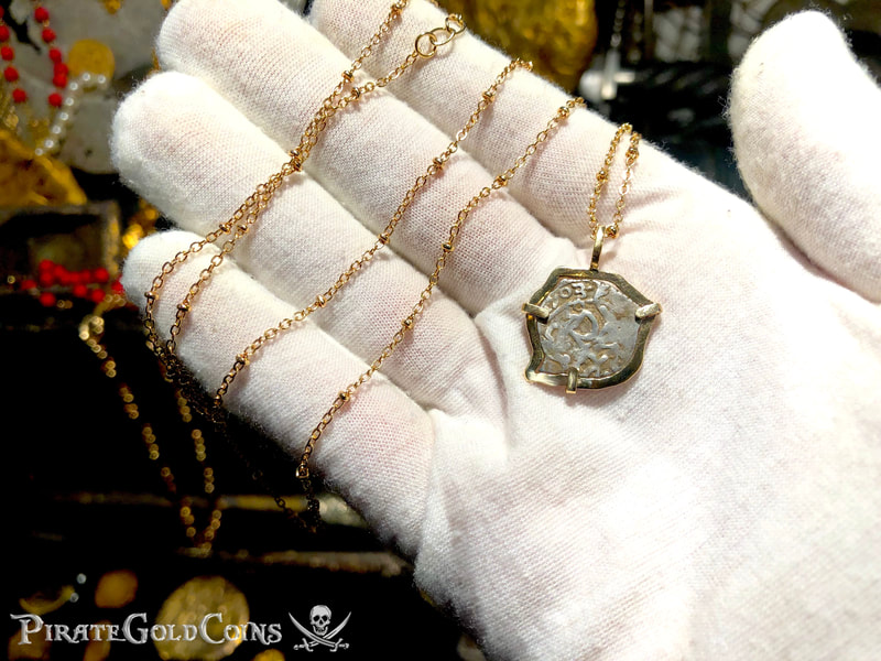 Mexico 1/2 Reales 1703 "Dated - from the 1715 Fleet Shipwreck" 18kt Pendant 12