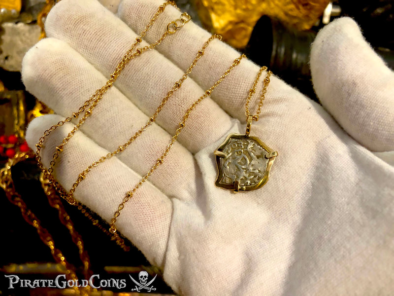 Mexico 1/2 Reales 1703 "Dated - from the 1715 Fleet Shipwreck" 18kt Pendant 9