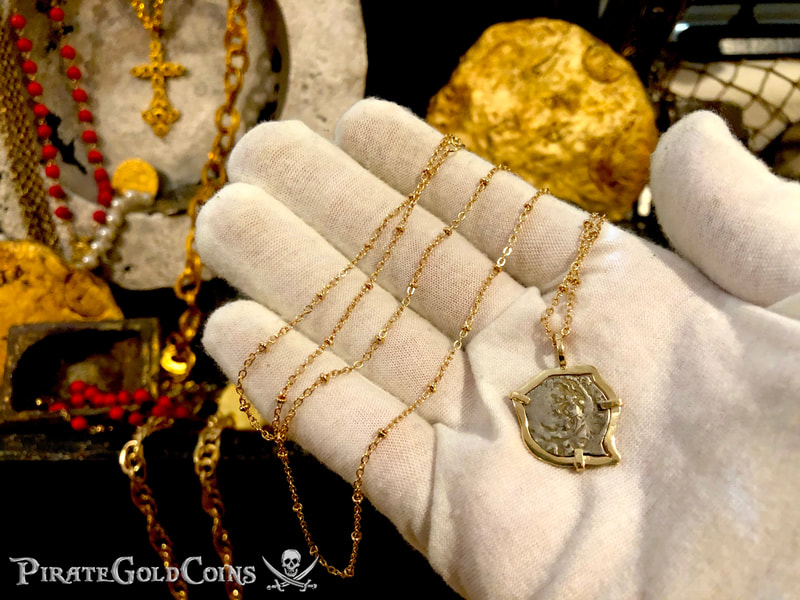 Mexico 1/2 Reales 1703 "Dated - from the 1715 Fleet Shipwreck" 18kt Pendant 14