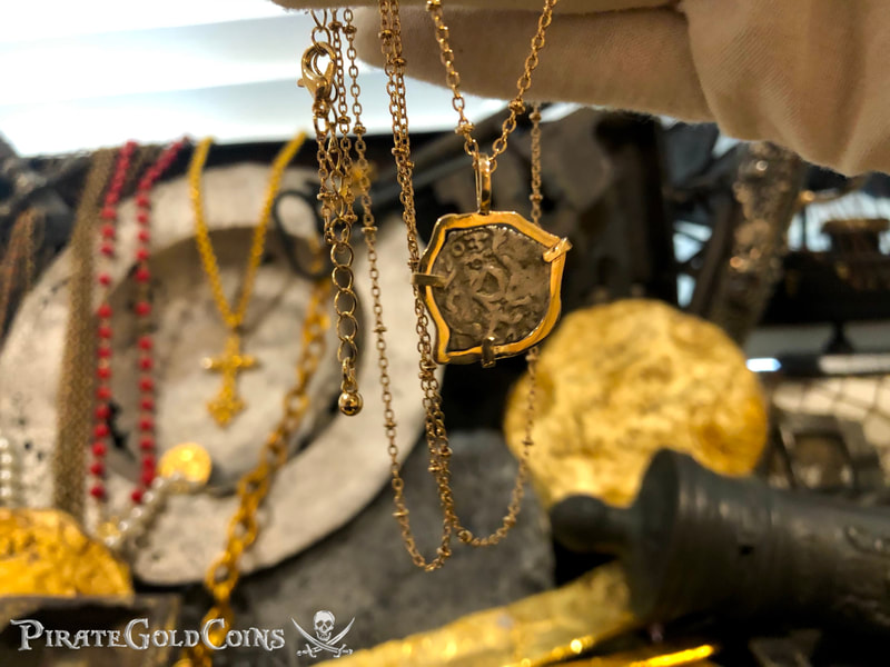 Mexico 1/2 Reales 1703 "Dated - from the 1715 Fleet Shipwreck" 18kt Pendant 15