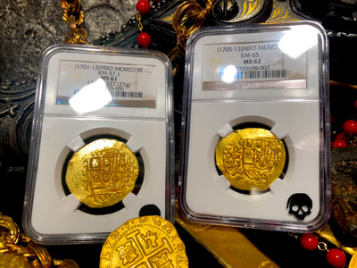 Mexico 4 Escudos 1713  NGC 62 Pirate Gold Coins 12