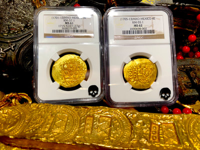 Mexico 4 Escudos 1713  NGC 62 Pirate Gold Coins 3