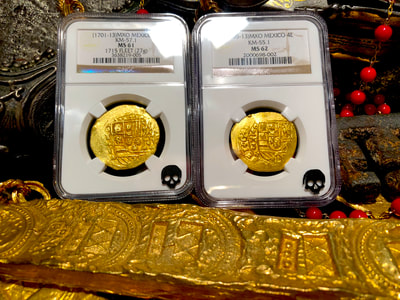 Mexico 8 Escudos 1701-13 "1715 Plate Fleet Shipwreck" NGC 61 19