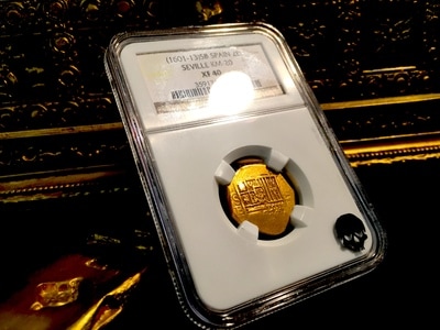 Spain 2 Escudos 1601-13  "Seville Mint"  NGC 40 Gold Doubloon Coin 4