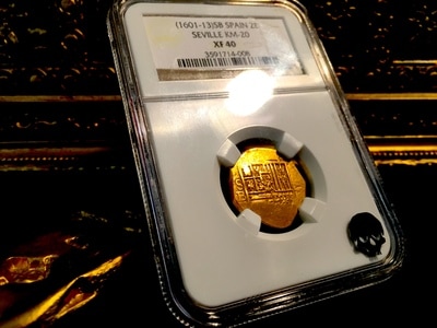 Spain 2 Escudos 1601-13  "Seville Mint"  NGC 40 Gold Doubloon Coin 5
