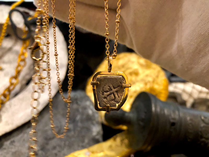 Mexico 1/2 Reales 1711 "Dated - from the 1715 Fleet Shipwreck" 18kt Pendant 10