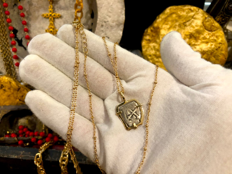 Mexico 1/2 Reales 1711 "Dated - from the 1715 Fleet Shipwreck" 18kt Pendant 13