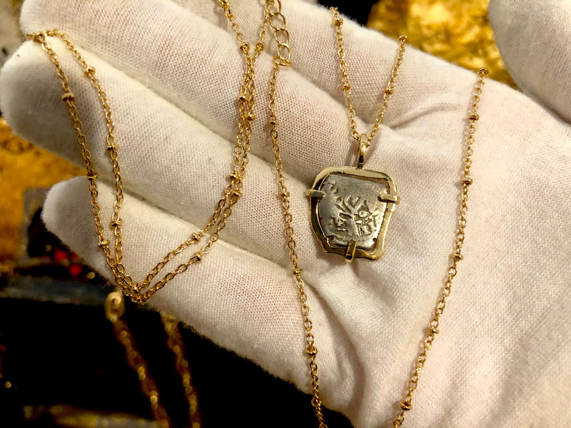 Mexico 1/2 Reales 1711 "Dated - from the 1715 Fleet Shipwreck" 18kt Pendant 11