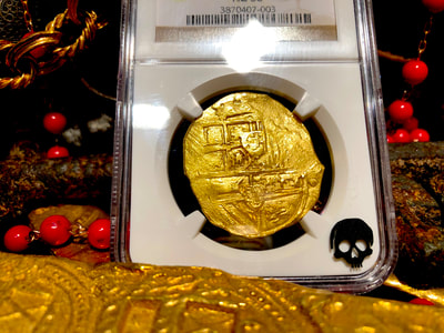 Spain 8 Escudos 1665-1700 "Brute Style" NGC 58 Pirate Gold Coins 3