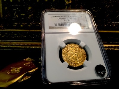 ​NETHERLAND 1590-93 DUCAT “KING FERDINAND & QUEEN ISABEL” NGC 55! 5
