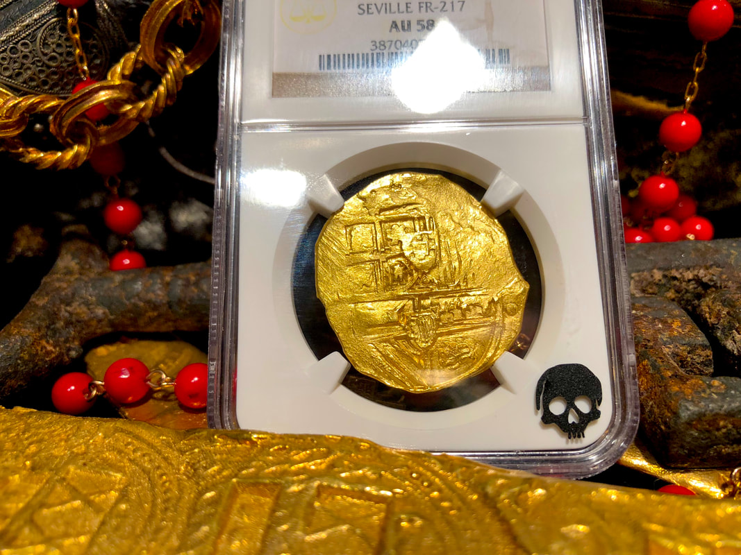 Spain 8 Escudos 1665-1700 "Brute Style" NGC 58 Pirate Gold Coins