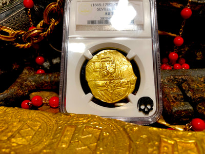 Spain 8 Escudos 1665-1700 "Brute Style" NGC 58 Pirate Gold Coins 6