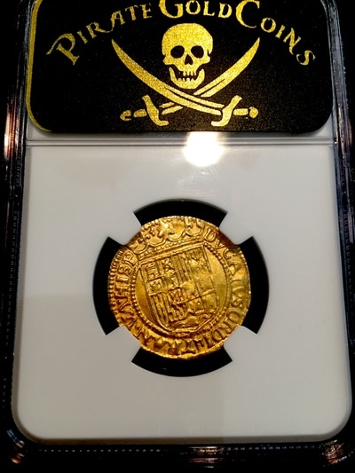 ​NETHERLAND 1590-93 DUCAT “KING FERDINAND & QUEEN ISABEL” NGC 55! 9
