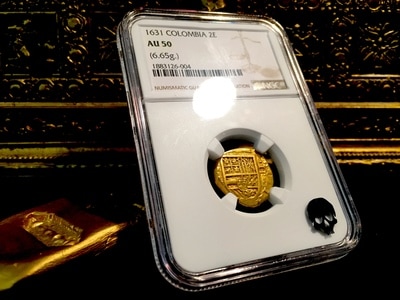 Colombia  2 Escudos  1631  "Dated!"  NGC 50 Strong Crisp Strike! 2