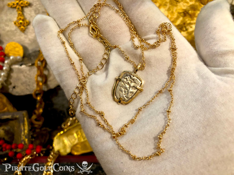 Mexico 1/2 Reales 1707 "Dated - from the 1715 Fleet Shipwreck" 18kt Pendant 11