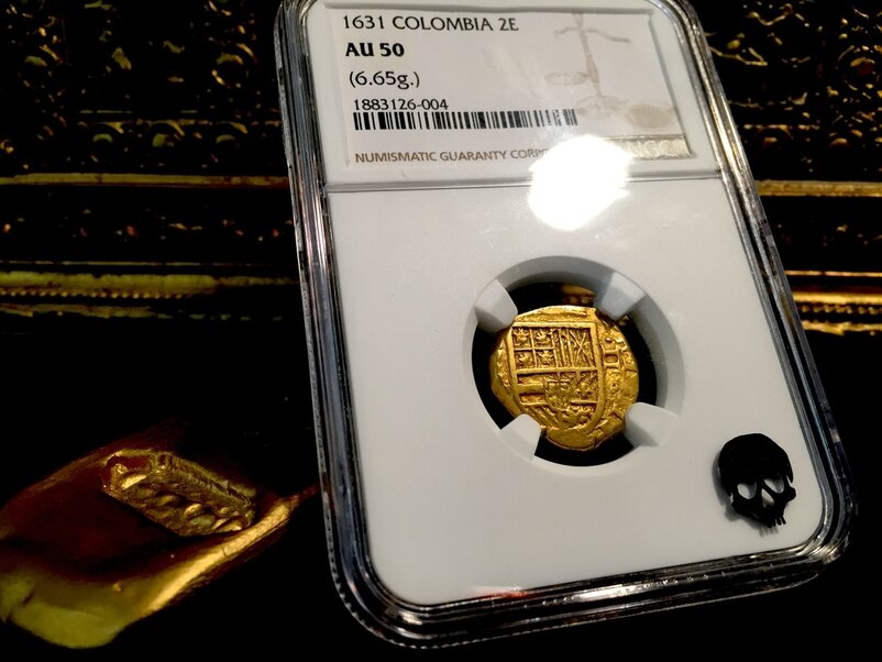 Colombia  2 Escudos  1631  "Dated!"  NGC 50 Strong Crisp Strike!