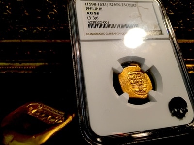 Spain  1 Escudo  1598-1621  "Philip III"  NGC 58  Gold Doubloon Coin 6