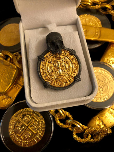 Hand Crafted "Skull Pendant" Solid Gold Replica Shipwreck Royal 7