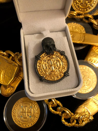 Hand Crafted "Skull Pendant" Solid Gold Replica Shipwreck Royal 8