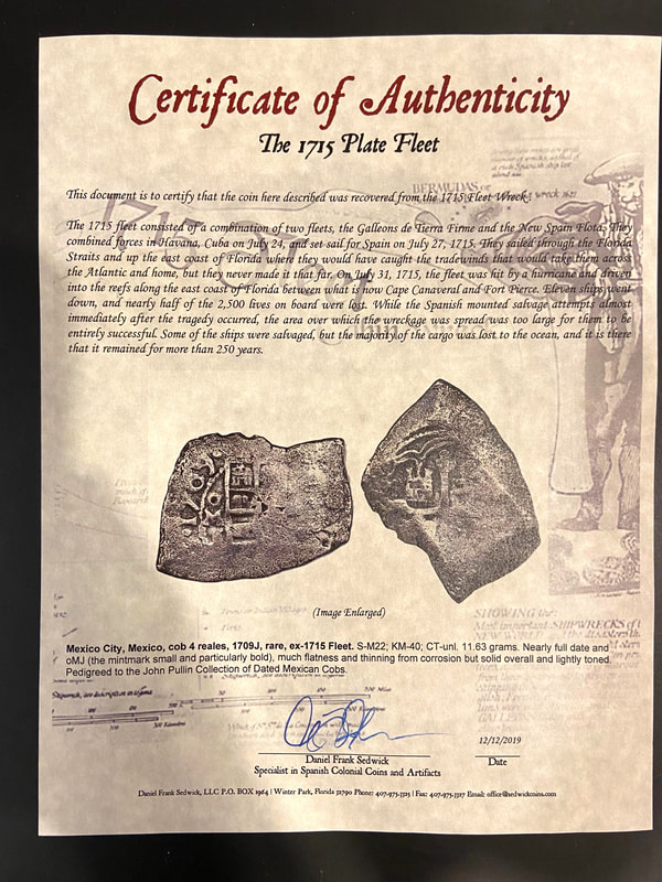 Mexico 4 Reales 1709 "Dated" from the 1715 Fleet Shipwreck Coin 2