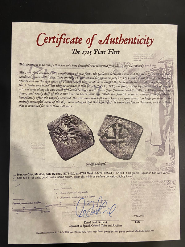 Mexico 1/2 Reales 1711 "Dated - from the 1715 Fleet Shipwreck" 18kt Pendant 19