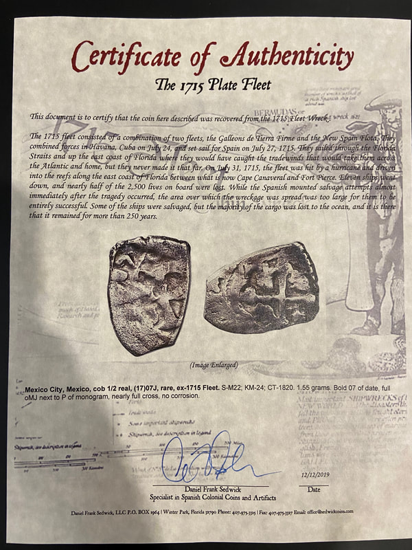 Mexico 1/2 Reales 1707 "Dated - from the 1715 Fleet Shipwreck" 18kt Pendant 6