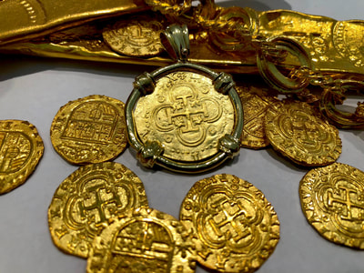 Matted Spain 2 Escudos 1556 Sold 22kt Gold Replica Jewelry Treasure Coin 2