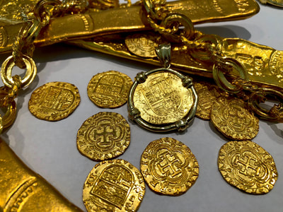 Matted Spain 2 Escudos 1556 Sold 22kt Gold Replica Jewelry Treasure Coin 3