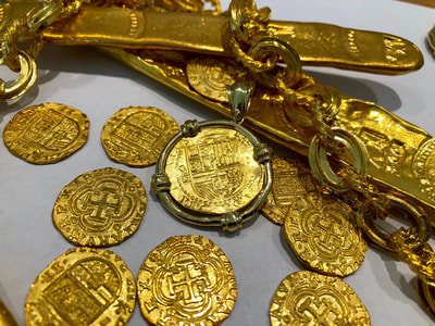 Matted Spain 2 Escudos 1556 Sold 22kt Gold Replica Jewelry Treasure Coin 5