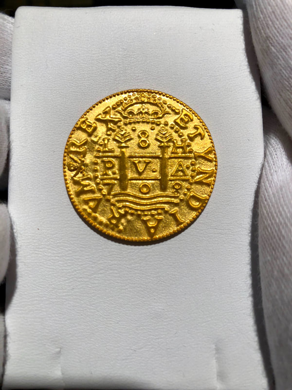 Replica Shipwreck Treasure Gold Pirate Coin: Peru 1708 "Royal"