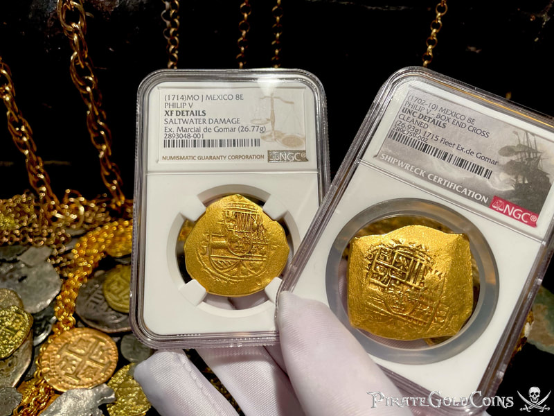 Mexico 8 Escudos 1702-10 "1715 Fleet Shipwreck" NGC UNC 7