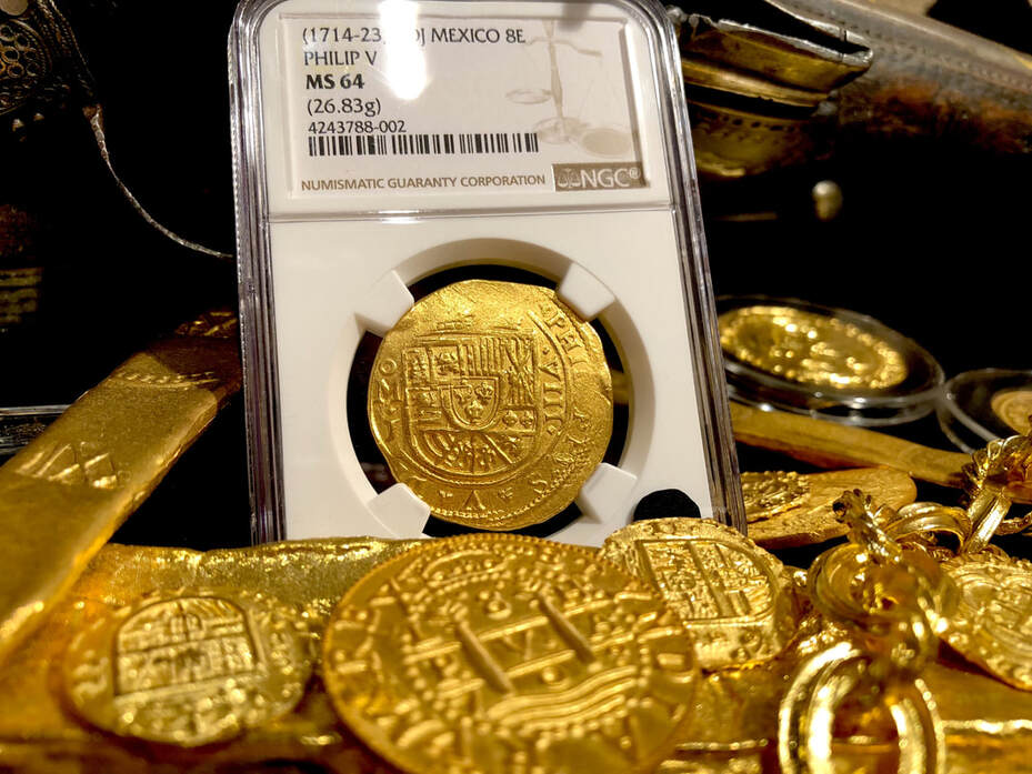 Mexico 8 Escudos 1714 "1715 Plate Fleet Shipwreck- Now Designated" NGC 64