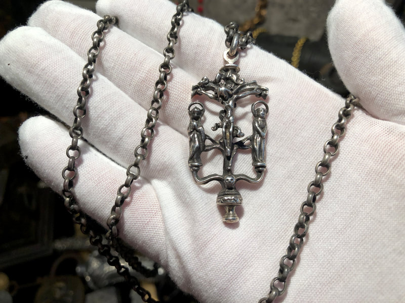 Crucifix Jesus Christ Circa 1450-1500 AD & 33" Original Chain 4