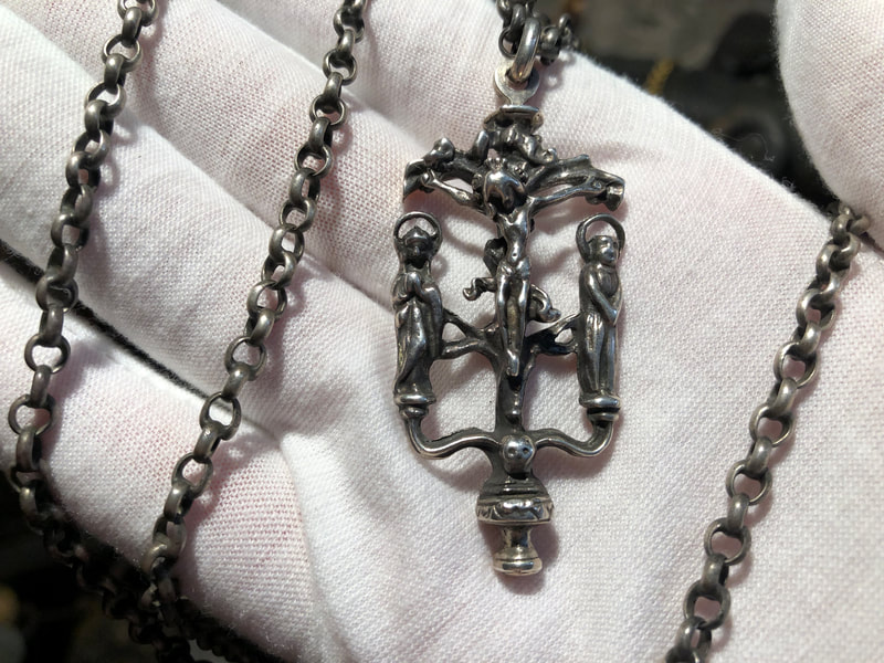 Crucifix Jesus Christ Circa 1450-1500 AD & 33" Original Chain 5