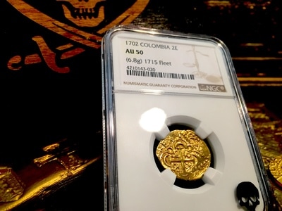 Colombia  2 Escudos  1702  Full Date  "1715 Plate Fleet Shipwreck"  NGC 50 2
