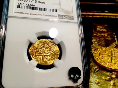 Colombia  2 Escudos  1702  Full Date  "1715 Plate Fleet Shipwreck"  NGC 50 3
