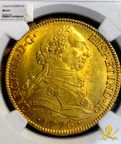Spain 8 Escudos 1776 "Finest & Only Known" NGC 63 4