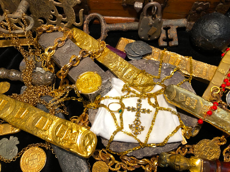 1715 Fleet Shipwreck "Queen's Jewels" Gold & Diamond Cross Pirate Gold Coins 2