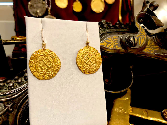 Pirate Gold Coins Shipwreck Treasure Jewelry Earrings
