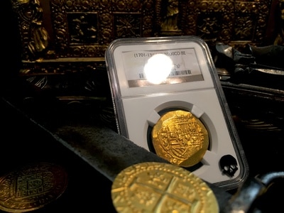 Mexico  8 Escudos  1701-13  "1715 Plate Fleet Shipwreck"  NGC 58 4