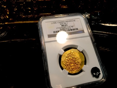 Mexico 4 Escudos 1705-13  "1715 Plate Fleet Shipwreck"  NGC 63 5