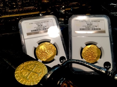 Mexico 4 Escudos 1705-13  "1715 Plate Fleet Shipwreck"  NGC 63 6