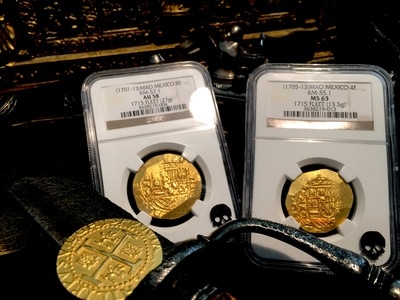 Mexico 4 Escudos 1705-13  "1715 Plate Fleet Shipwreck"  NGC 63 4