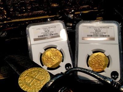 Mexico  8 Escudos  1701-13  "1715 Plate Fleet Shipwreck"  NGC 58 13