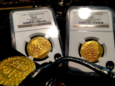 Mexico  8 Escudos  1701-13  "1715 Plate Fleet Shipwreck"  NGC 58 5